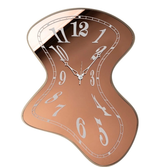 Orologio da parete moderno effetto specchio bronzo design ondulato