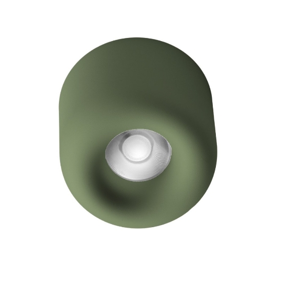 Faretto sporgente da soffitto verde salvia tondo led 10w cct 3000k 4000k ip44