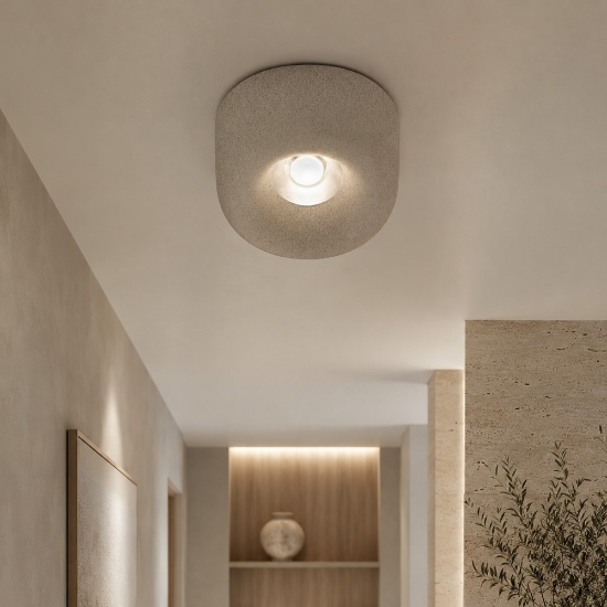 Faretto moderno da soffitto effetto muro tondo led 10w cct 3000k 4000k ip44