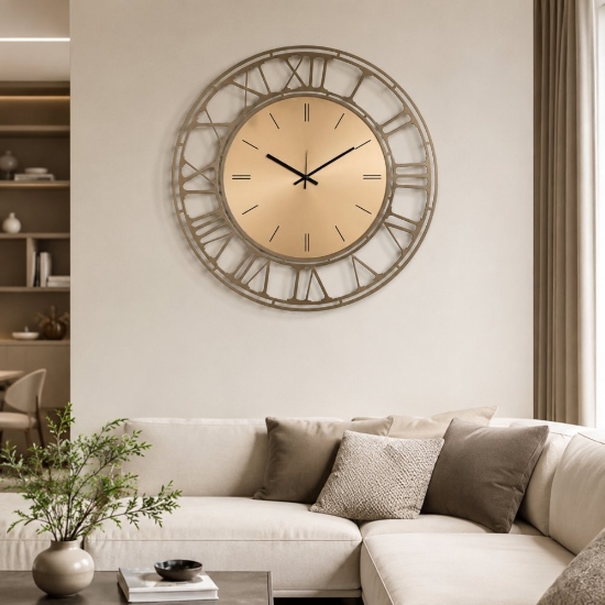 Orologio da parete moderno rotondo effetto ottone 70cm