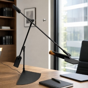 Lampada da scrivania  per ufficio moderna nera led 9w 2700k halley stilnovo