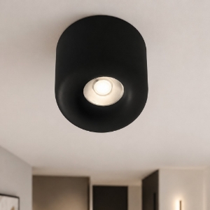 Faretto da soffitto design moderno nero tondo led 10w cct 3000k 4000k ip44