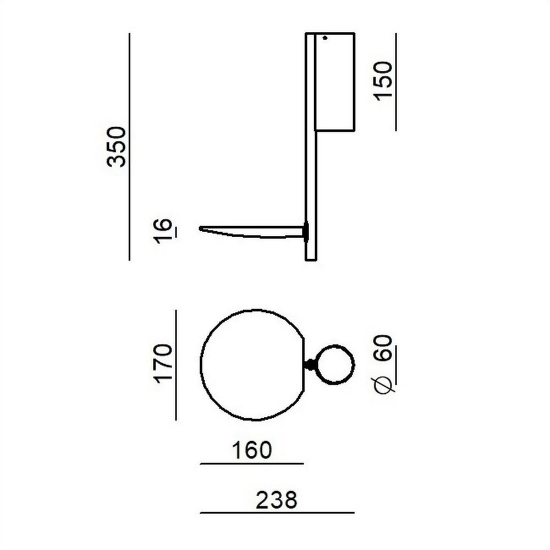 Plafoniera moderna nera opalino led 20w 2700k kimia stilnovo