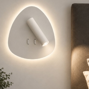 Applique da comodino moderna bianca doppia luce spot orientabile led 6w 3w 3000k per camera da letto