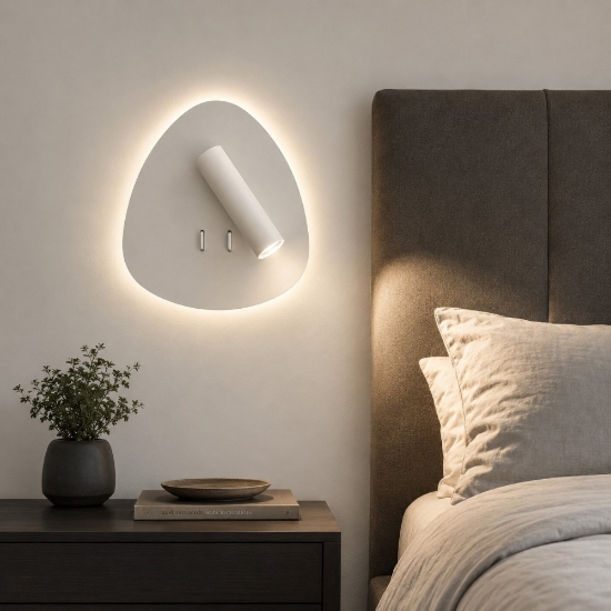 Applique da comodino moderna bianca doppia luce spot orientabile led 6w 3w 3000k per camera da letto