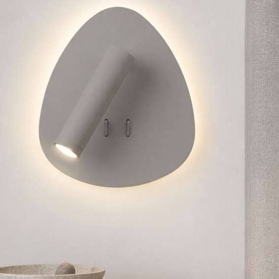 Applique moderna da comodino tortora doppia luce led 6+3w 3000k orientabile per camera da letto