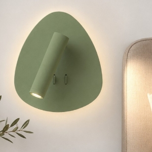 Applique per camera da letto da comodino verde salvia led 6+3w 3000k orientabile