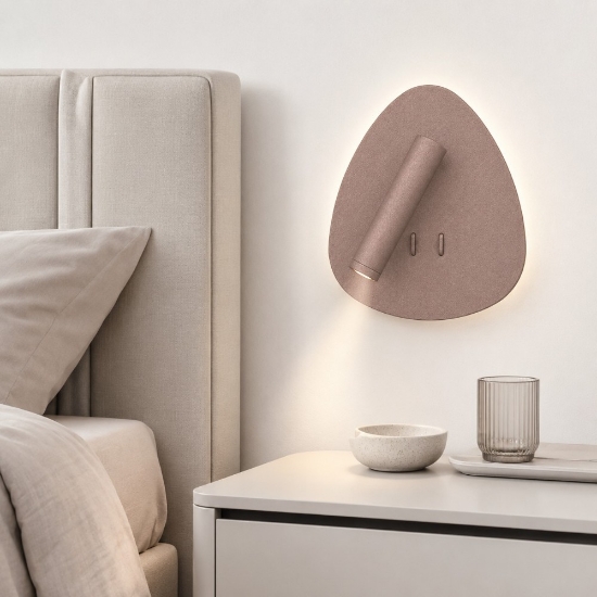 Applique con interruttore da comodino oro rosato led 6+3w 3000k orientabile per camera da letto