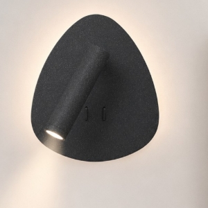 Applique per camera da letto da comodino antracite doppia luce led 6w 3w 3000k orientabile
