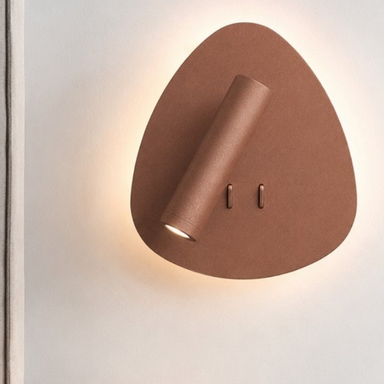 Applique camera da letto da comodino rame opaco led 6w 3w 3000k luce orientabile