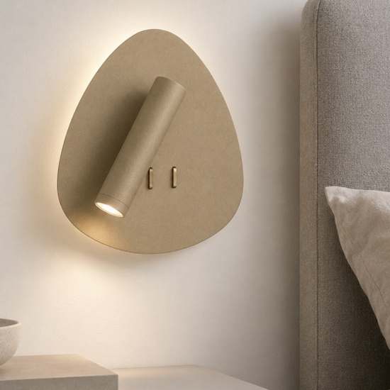 Applique moderna da comodino oro opaco led 6+3w 3000k orientabile per camera da letto