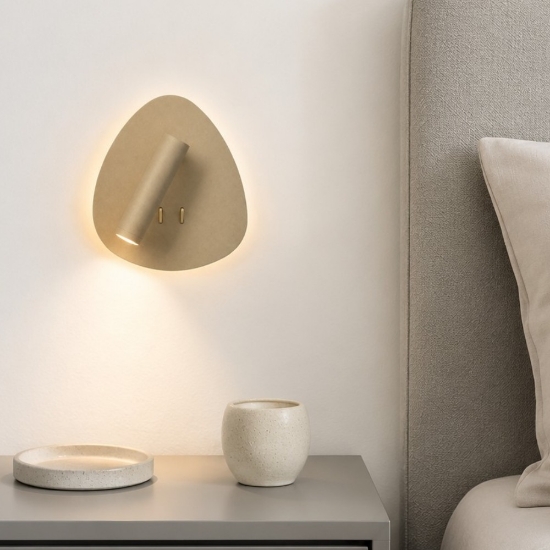 Applique moderna da comodino oro opaco led 6+3w 3000k orientabile per camera da letto