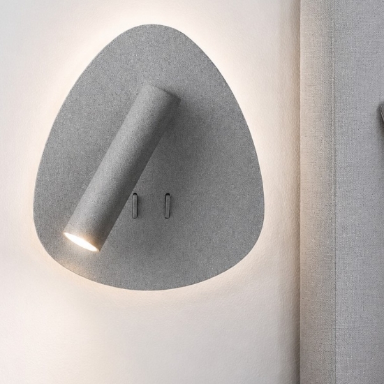Applique per comodino camera da letto grigio perla led 6+3w 3000k moderna doppia luce