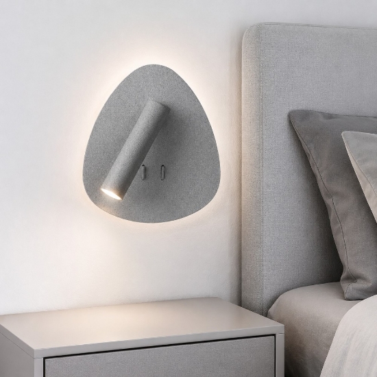 Applique per comodino camera da letto grigio perla led 6+3w 3000k moderna doppia luce