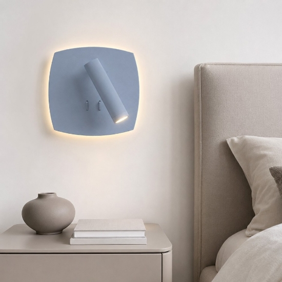 Applique per camera da letto carta zucchero led6+3w 3000k orientabile per comodino
