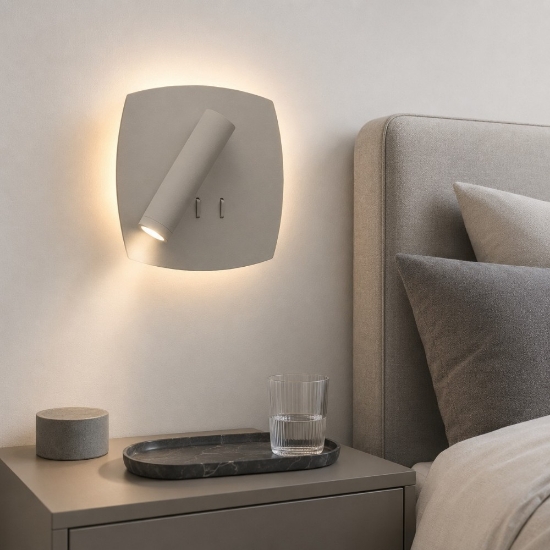 Lampada da parete tortora per comodino camera da letto moderna led 6w 3w 3000k orientabile