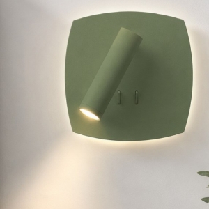 Lampada a parete da comodino verde salvia led 6+3w 3000k orientabile per camera da letto moderna