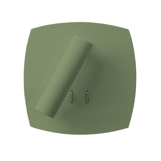 Lampada a parete da comodino verde salvia led 6+3w 3000k orientabile per camera da letto moderna