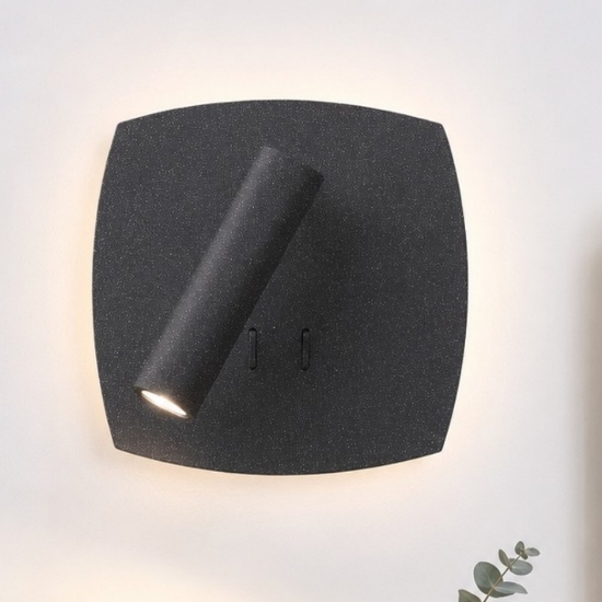 Applique lampada a parete da comodino antracite led 6+3w 3000k orientabile
