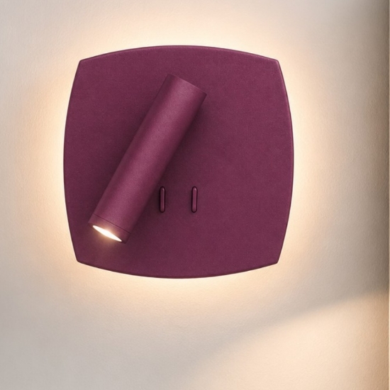 Applique magenta doppia luce led 6+3w 3000k orientabile per comodini camera da letto moderna