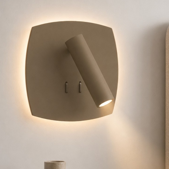 Lampada a parete per camera da letto da comodino sabbia bagnata led 6+3w 3000k luce orientabile