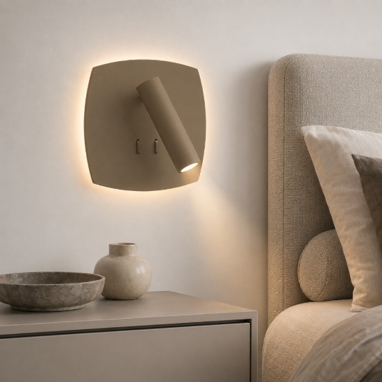 Lampada a parete per camera da letto da comodino sabbia bagnata led 6+3w 3000k luce orientabile