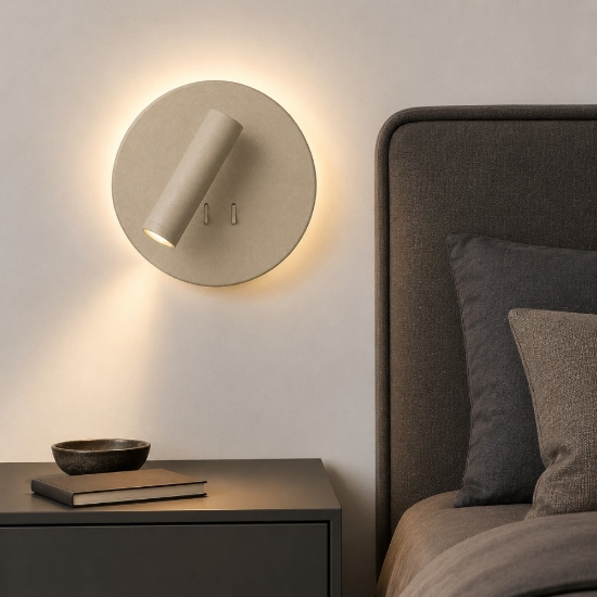 Applique moderna da comodino oro tonda led 6+3w 3000k luce orientabile per camera da letto