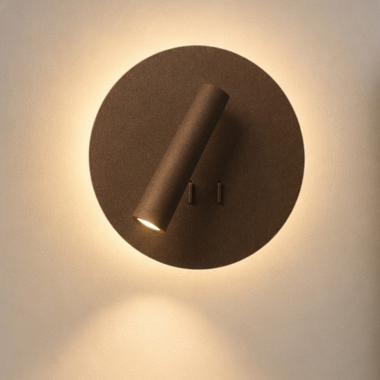 Applique da comodino moderna ruggine led 6+3w 3000k doppia luce orientabile per camera da letto