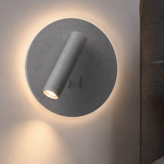 Applique grigio perla da comodino led 6+3w 3000k orientabile doppia luce per camera da letto