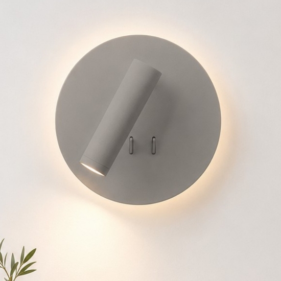 Applique tortora da comodino biemissione orientabile led 6+3w 3000k per camera da letto