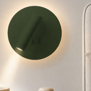 Applique camera da letto verde bosco da comodino doppia luce led 9w 3000k orientabile