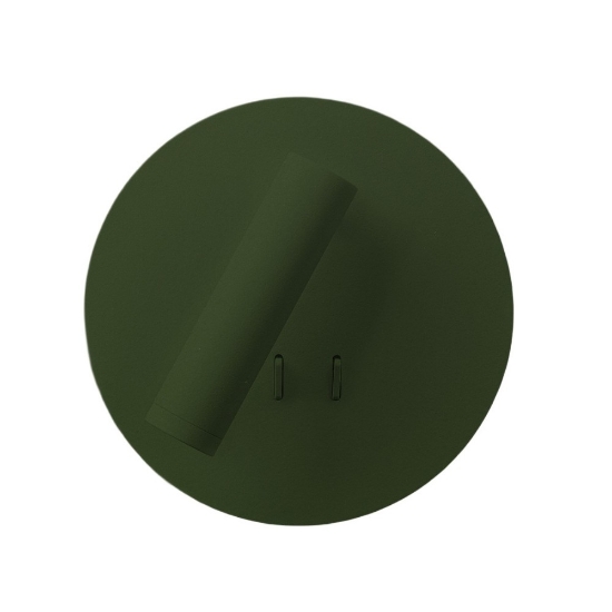 Applique camera da letto verde bosco da comodino doppia luce led 9w 3000k orientabile