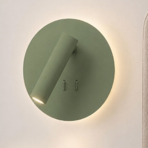 Applique moderna da comodino verde salvia orientabile led 6w 3w 3000k con interruttore