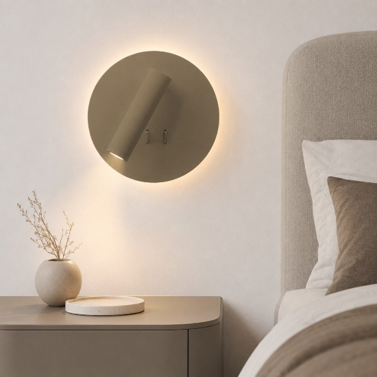 Applique tonda da comodino sabbia bagnata led 6w 3w 3000k orientabile per camera da letto