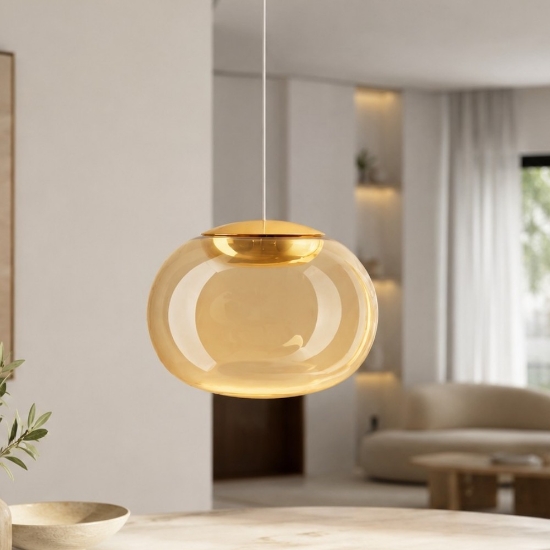 La mariee stilnovo lampada a sospensione design oro vetro dimmerabile led 3000k