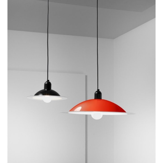 Lampada a sospensione moderna rossa e27 lampiatta stilnovo 50 cm