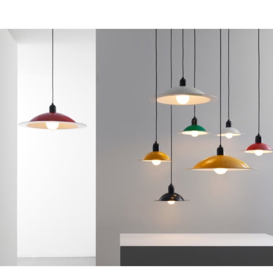Lampada a sospensione moderna rossa e27 lampiatta stilnovo 50 cm