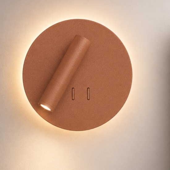 Applique da comodino rame opaco orientabile led 6+3w 3000k per camera da letto