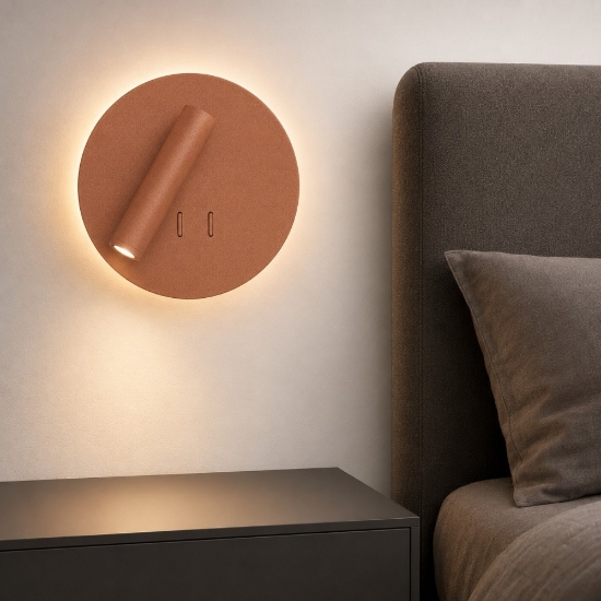 Applique da comodino rame opaco orientabile led 6+3w 3000k per camera da letto