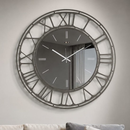 Orologio da parete rotondo effetto specchio fumé 70 cm