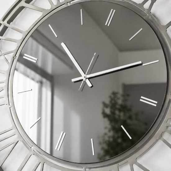 Orologio da parete rotondo effetto specchio fumé 70 cm