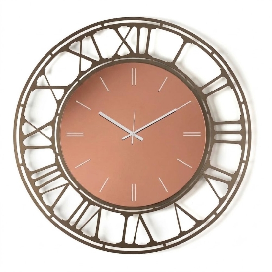 Orologio da parete moderno rotondo effetto specchio bronzo 70cm