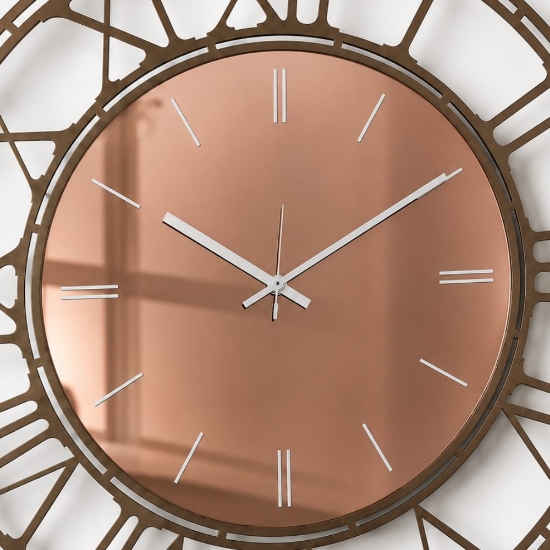 Orologio da parete moderno rotondo effetto specchio bronzo 70cm