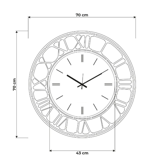Orologio da parete moderno rotondo effetto specchio bronzo 70cm