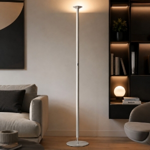 Lampada da terra moderna bianca e cromo led 3000k dimmerabile stilnovo luna