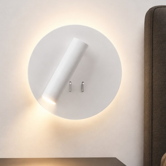Applique moderna bianca per camera da letto led 6+3w 3000k luce orientabile