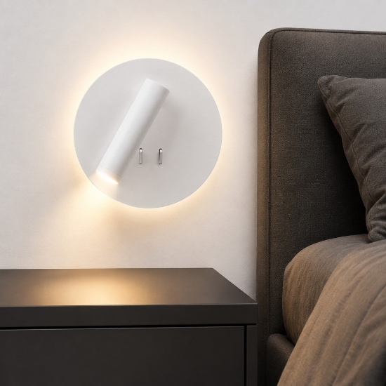 Applique moderna bianca per camera da letto led 6+3w 3000k luce orientabile