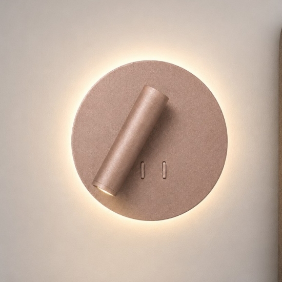 Applique da comodino oro rosa led 6+3w 3000k orientabile doppia luce con interruttore