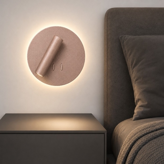 Applique da comodino oro rosa led 6+3w 3000k orientabile doppia luce con interruttore