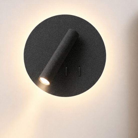 Applique moderna da comodino antracite led 6+3w 3000k orientabile per camera da letto